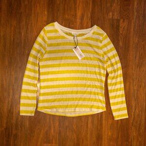 a loves a Yellow & White Striped Long Sleeve Top Women’s Size Large NWT
